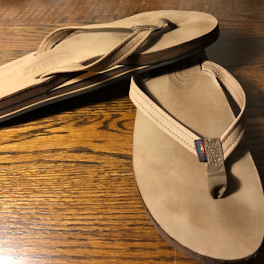 Women’s Thin Strap Dark Brown Rainbow Sandals